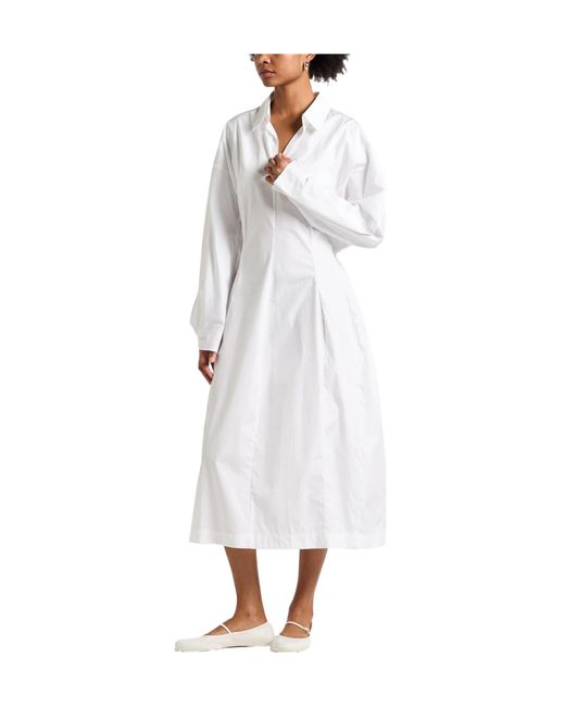 Marni White Solid-Color Seersucker Dress