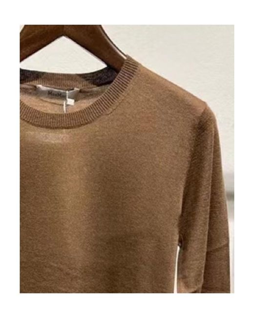Max Mara Brown Round-Neck Sweater