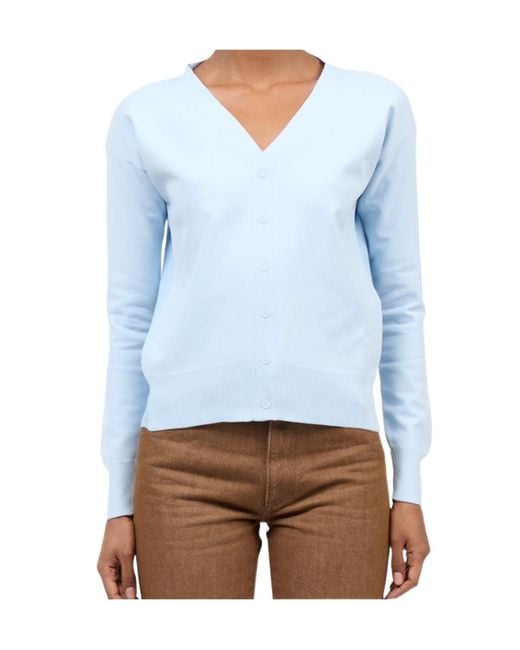 MM6 by Maison Margiela Blue V-Neck Buttoned Cardigan
