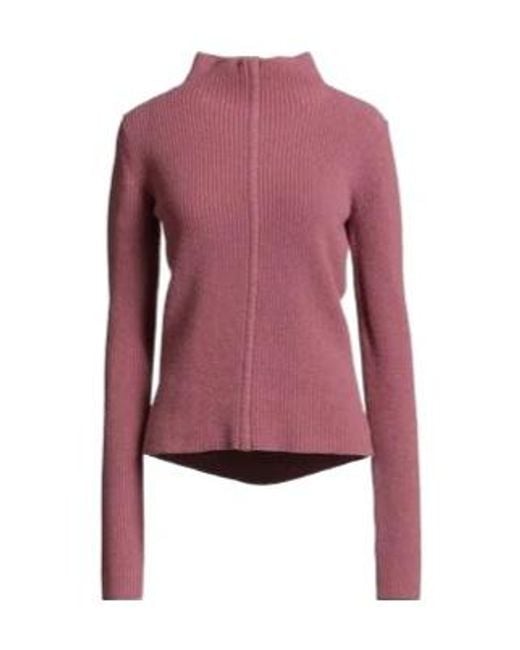 Rick Owens Red High-Neck Long-Sleeved Sweater
