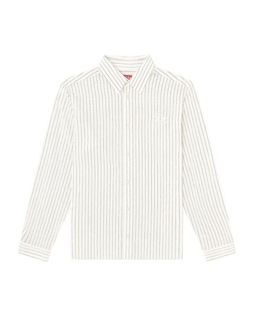 DIESEL White S-Simply-Gsbg Striped Shirt for men