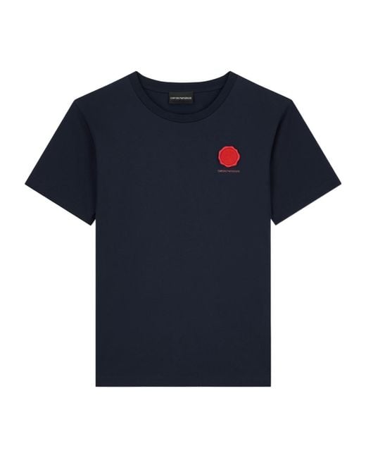 Emporio Armani Blue Mercerized Jersey T-Shirt Valentine's Day Capsule