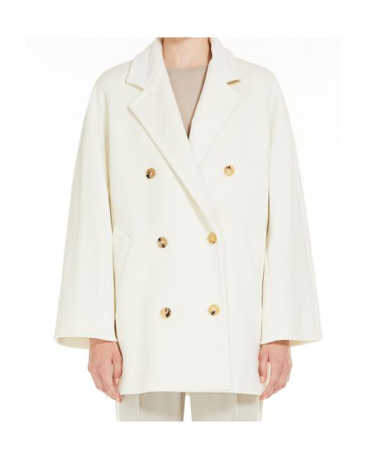 Max Mara White Double-Breasted Long-Sleeved Coat
