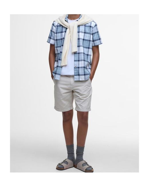 Barbour Blue Plaid Short-Sleeved Shirt for men