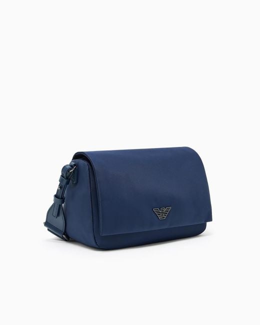 Emporio Armani Blue Eagle-Logo Messenger Bag for men