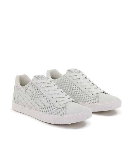 EA7 White Logo Round-Head Casual Sneakers for men