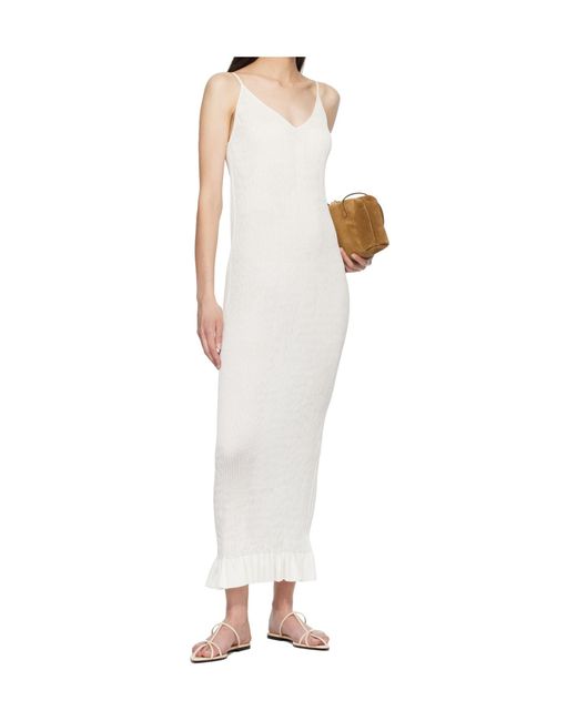 Jil Sander White Ruffled Detail Maxi Dress