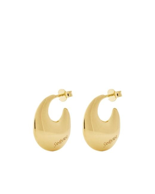 Saint Laurent Metallic Minimalist Circular Hoop Earrings