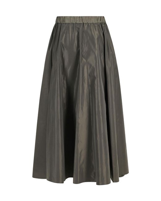 Aspesi Black Pleated A-Line Midi Skirt