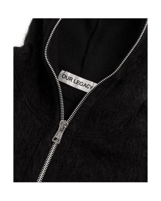 Our Legacy Black Full Zip Hooded Sweater for men
