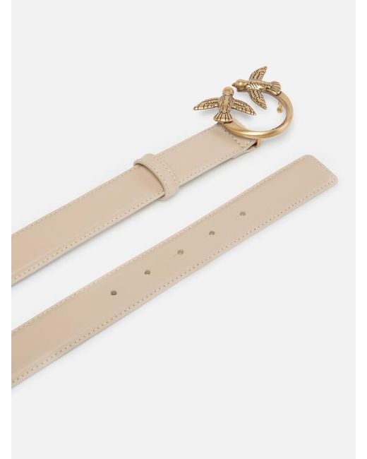 Pinko White Lovebird Metal Buckle Belt