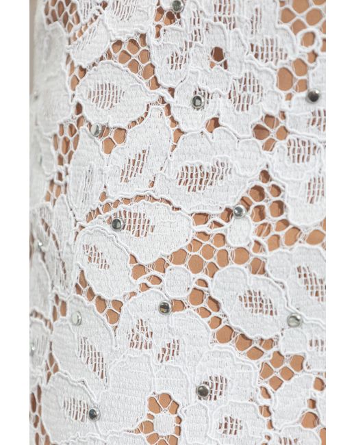 MICHAEL Michael Kors White Studded Corded Floral Lace Mini Skirt