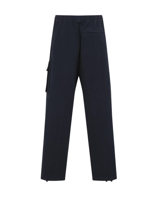 Stone Island Blue Elastic-Waist Casual Trousers for men