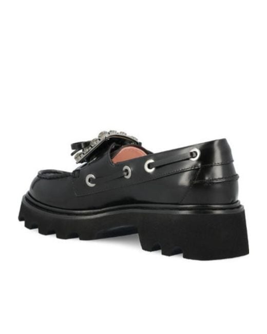 Roger Vivier Black Embellished Bow Detailed Flat Shoes