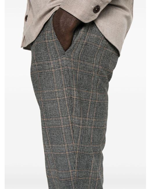 PT01 Gray Checked Trousers for men