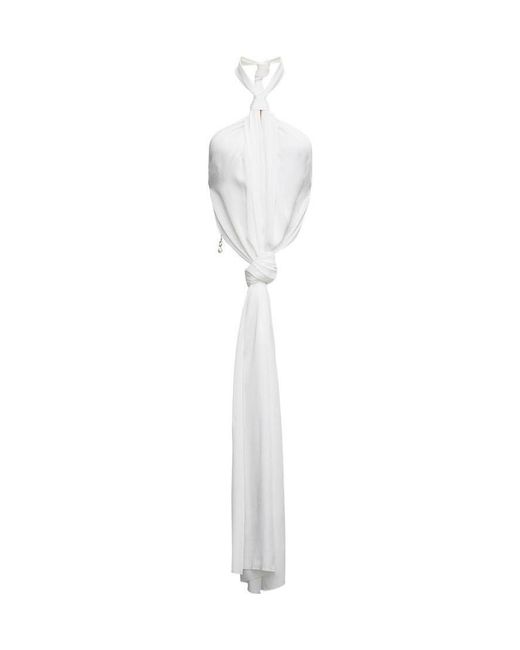 Givenchy White Halterneck Draped Knot Blouse