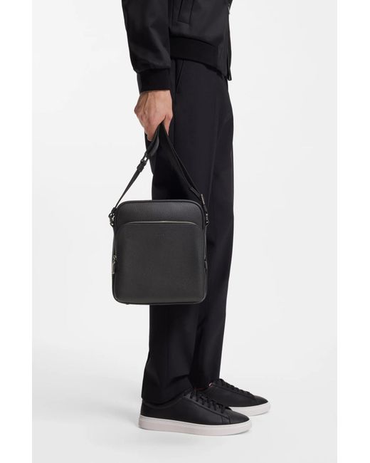 Boss Black Zippered Shoulder Bag for men