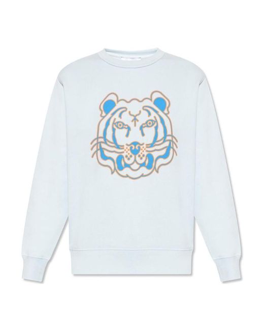 KENZO Blue Tiger-Print Sweatshirt