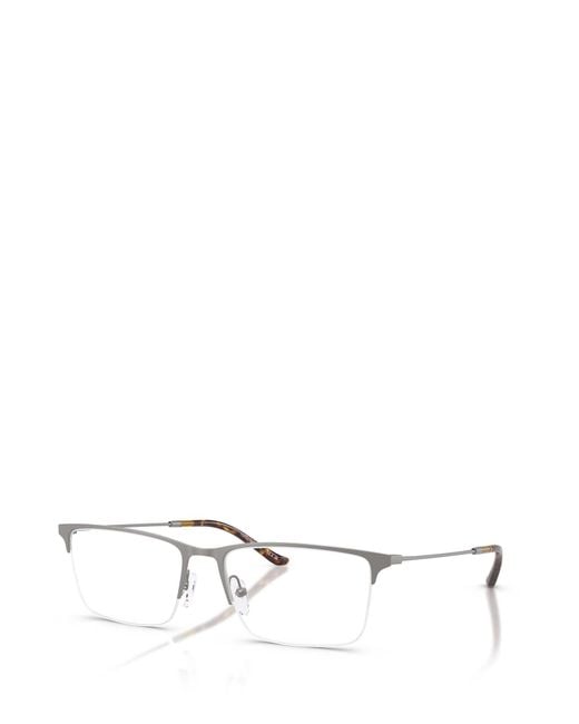 Emporio Armani White Rectangular Frame Glasses for men
