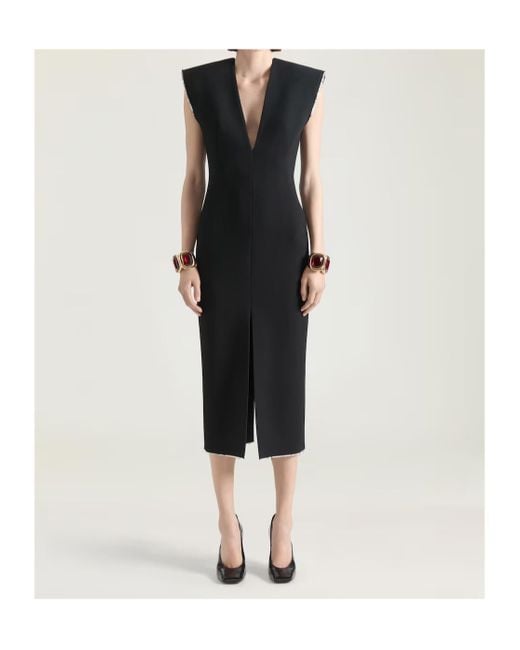 Givenchy Black V-Neck Pencil Midi Dress