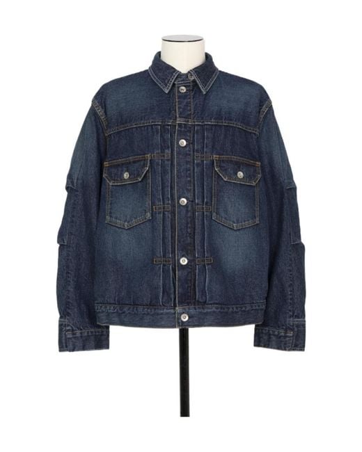 Sacai Blue Buttoned Denim Jacket for men