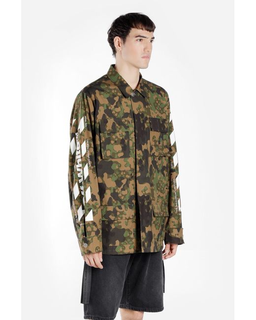 Off-White c/o Virgil Abloh Green Camouflage Printed Casual Jacket for men