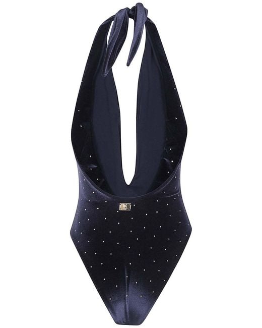 Balmain Blue Sleeveless One-Piece Swimsuit
