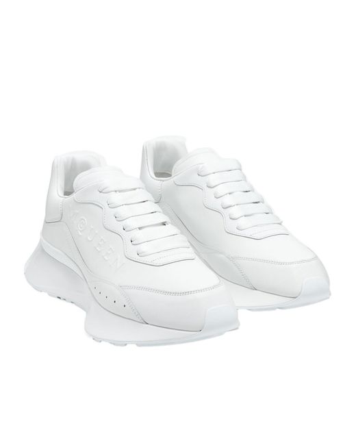 McQueen White Embossed Logo Low-Top Sneakers