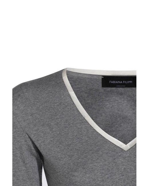 Fabiana Filippi Gray V-Neck Jumper