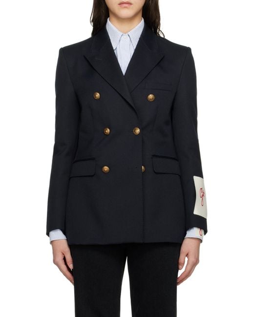 Golden Goose Deluxe Brand Blue Double-Breasted Tailored Blazer