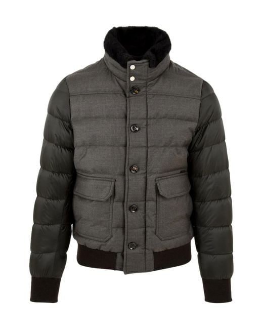 Moorer Gray High Neck Padded Down Jacket for men