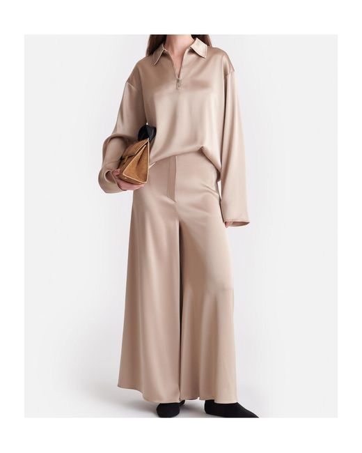 Nanushka Natural Satin Polo Top