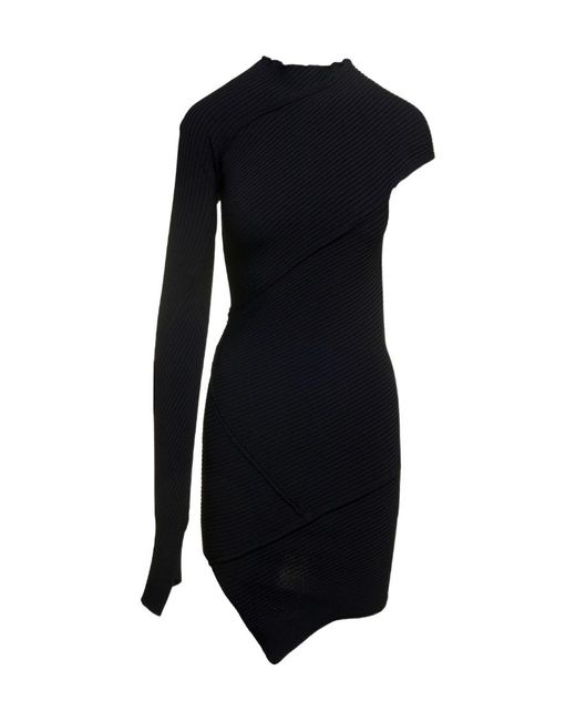 Balenciaga Black One-Shoulder Mini Dress