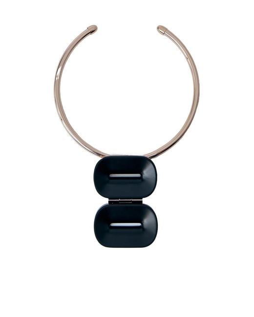 Max Mara White Pinza Sculptural Choker Necklace