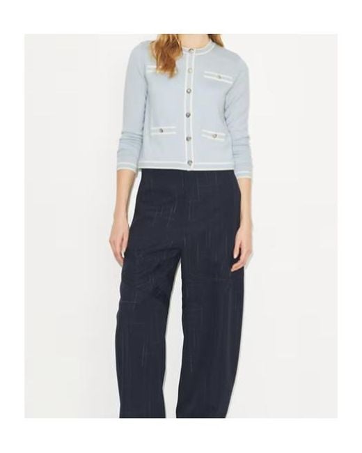 Tory Burch Blue Kendra Crewneck Buttoned Cardigan
