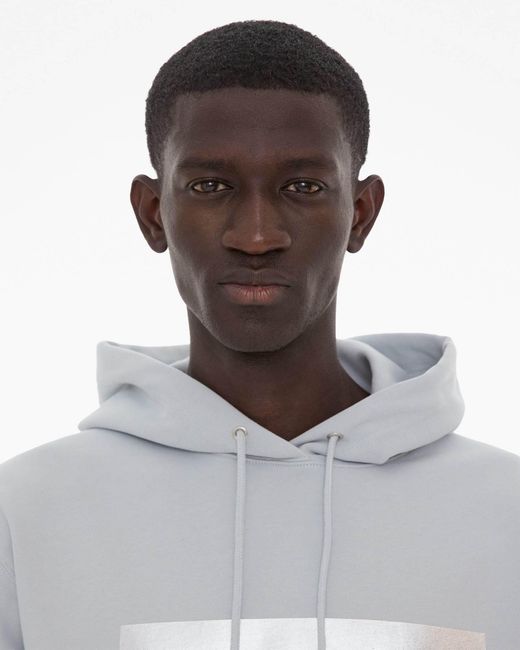 Helmut Lang Gray Logo-Print Cotton Hoodie for men