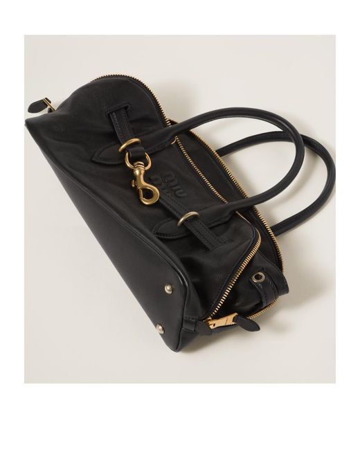 Miu Miu Black Aventure Nappa Leather Top-Handle Bag