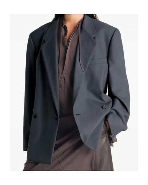 Lemaire Gray Double-Breasted Oversized Blazer for men