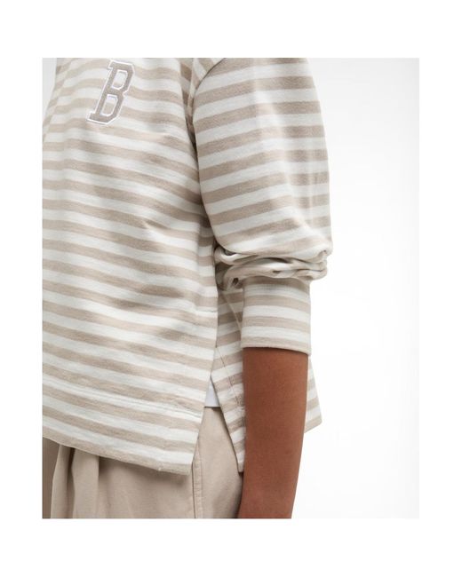 Barbour Natural Striped Crew Neck Sweatshirt