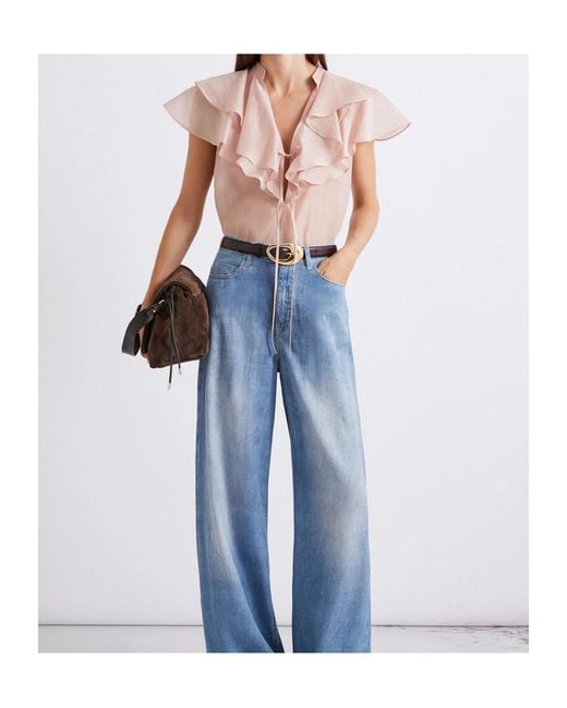 Marella Pink Cotton And Silk Voile Top