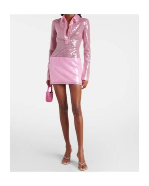David Koma Pink Sequined Polo Dress