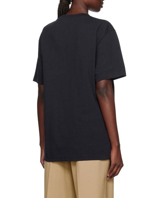Maison Kitsuné Black Trophy Pattern Round Collar T-Shirt