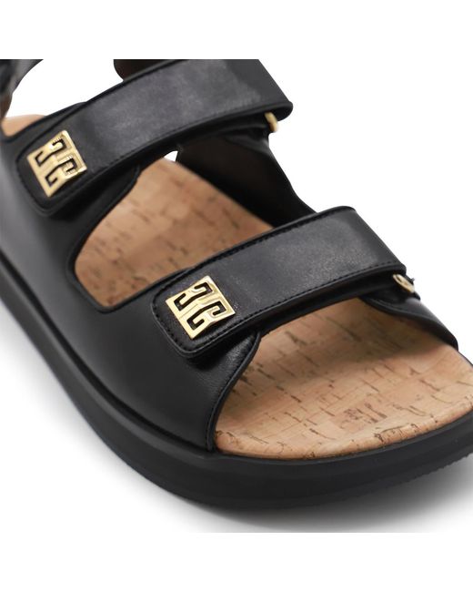 Givenchy Black 4G Plaque Touch Strap Sandals