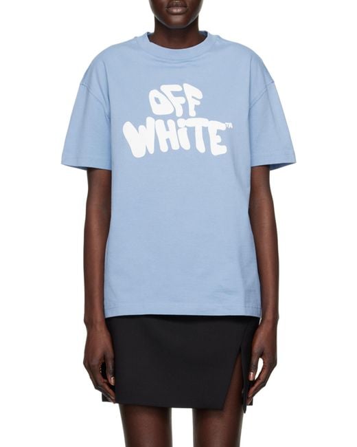 Off-White c/o Virgil Abloh Blue Logo Print T-Shirt