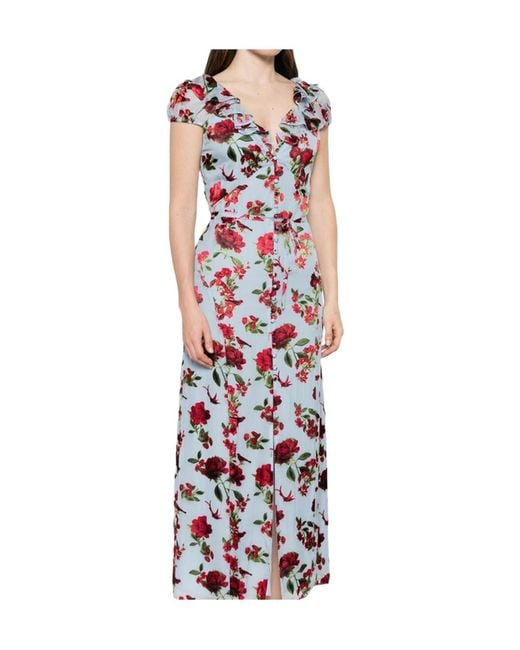 Alice + Olivia White X Stacey Bendet Tara Floral-Print Ruffled Midi Dress