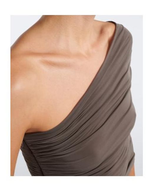 Magda Butrym Brown Floral-Print Draped Off-The-Shoulder Top