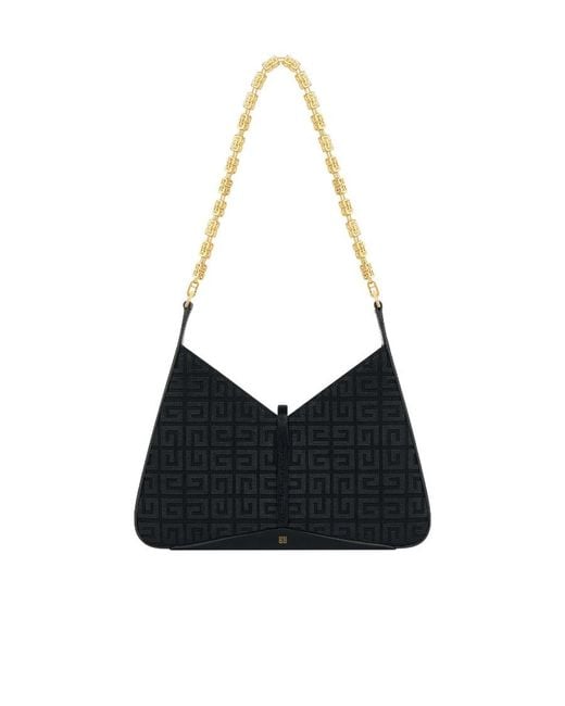 Givenchy Black Logo Embroidered Cut Out Small Shoulder Bag