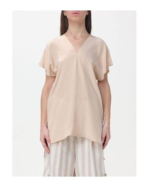 Aspesi Natural V-Neck Satin Blouse