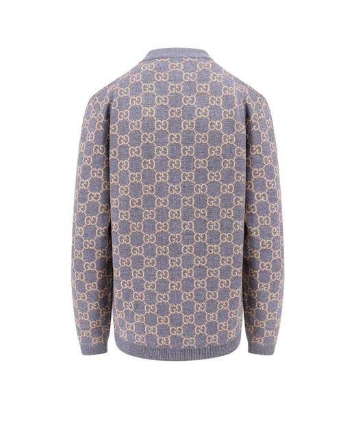Gucci Gray Reversible Gg Jacquard Button-Up Cardigan