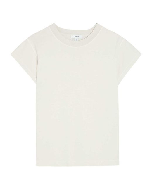 Agolde White Solid Color Cotton T-Shirt